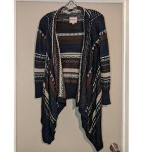 Romeo and Juliet Couture Wool Cardigan Brown Blue Cream Women's Medium